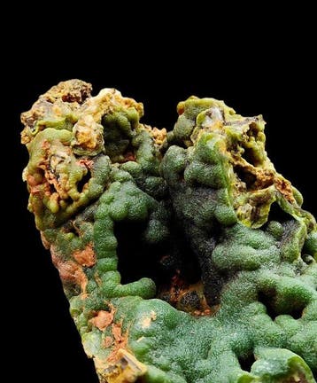Zeldzame pyromorphiet, intens groen; mamillaire