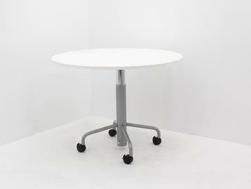 Statafel - bartafel - Ø120cm - wit - 4-poot verrijdbaar -, Ophalen of Verzenden, Nieuw