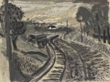 Corneille (1922-2010) - Gouache ancienne : Paysage le long