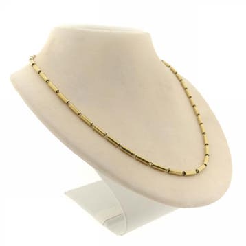 Gouden bamboo schakel ketting, Ophalen of Verzenden, Gebruikt, Goud, Goud