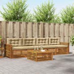 vidaXL Buiten bankenset met kussen 5 pcs Natuurlijk en Beige, Verzenden, Nieuw