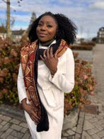 Warme Afrikaanse print sjaal Unisex - Smal model - Bruin Afr, Kleding | Dames, Mutsen, Sjaals en Handschoenen, Ophalen of Verzenden