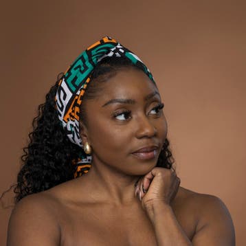 Afrikaanse hoofddoek Petrol Geel Kuba Blocks Congo - headwra, Kleding | Dames, Hoeden en Petten, Ophalen of Verzenden, Nieuw