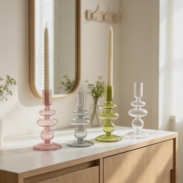 Nordic Glazen Kandelaar met Bubbel Design - Transparant Gekl, Verzenden, Nieuw
