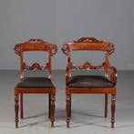 6 eetkamerstoelen + 1 armstoel  incl bekleding naar wens ca, Ophalen of Verzenden