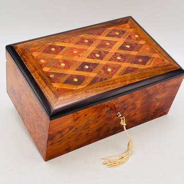 Sieradendoos - Thuja-hout, hout, parelmoer, marquetterie,, Antiek en Kunst