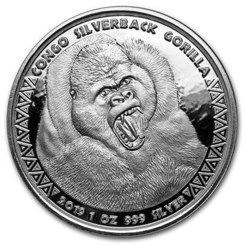 Congo / Kongo Gorilla 1 oz 2019 (75.000 oplage), Verzenden, Overige landen, Losse munt, Zilver
