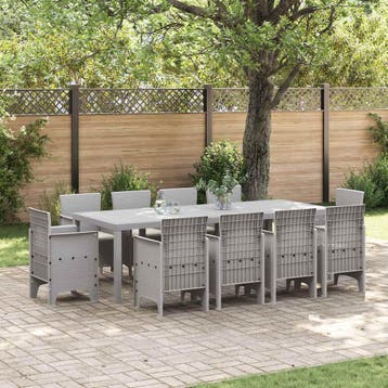 vidaXL Tuin Eetset 11 st Lichtgrijs Polypropyleen, Tuin en Terras, Tuinsets en Loungesets, Verzenden, Nieuw, Meer dan 8 zitplaatsen