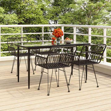 vidaXL 5-delige Tuinset poly rattan zwart, Tuin en Terras, Tuinsets en Loungesets, Verzenden, Nieuw, 4 zitplaatsen, Tuinset
