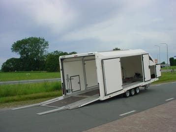 Zeer nette Brian James Race Transporter 6 afm. 600x230x189cm, Ophalen, Gebruikt