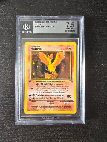 Pokémon - 1 Graded card - Moltres 12/62 Holo, First edition, Nieuw