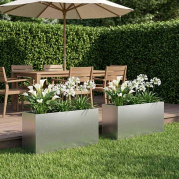 vidaXL Plantenbak 2 st zilver 100 x 30 x 40 cm, Verzenden, Minder dan 60 cm, Nieuw, Metaal