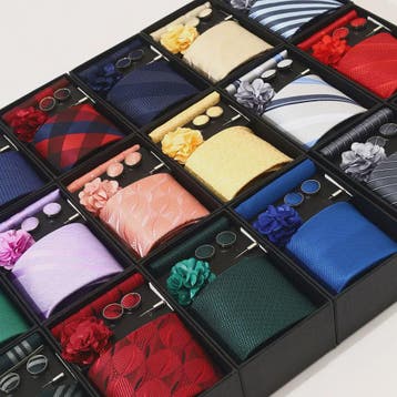 Luxe Heren Cadeauset: Strikdas, Zakdoek, Manchetknopen, Clip, Verzenden, Nieuw