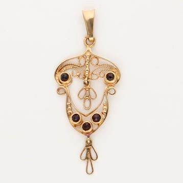 Hanger - 14 karaat Geel goud - Granaat
