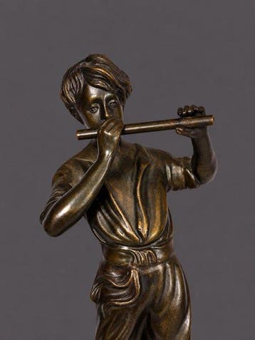 sculptuur, Fluitist - 26.5 cm - Brons, Antiek en Kunst