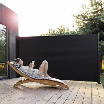 Uittrekbaar windscherm - zwart - 160 x 300 cm, Verzenden, Nieuw