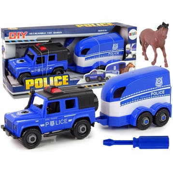 DIY Speelgoed politie terreinwagen met trailer en paard, Ophalen of Verzenden, Nieuw