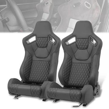 SK-Import Stoelen Verstelbaar Zwart Kunstleer, Auto-onderdelen, Ophalen of Verzenden, Nieuw, Universele onderdelen