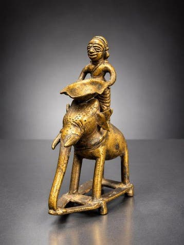 Beeld, Deepalakshmi sur éléphant - 18/19th c. - 12 cm -
