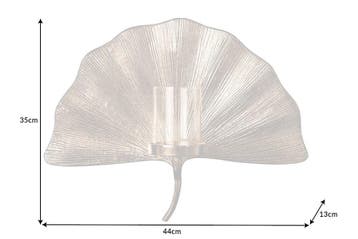 Decoratieve kandelaar GINKGO 44cm zilver handgemaakt metalen, Ophalen of Verzenden, Nieuw