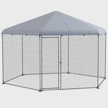 Grote Stalen Kippenhok Buiten met Dak - 400x346x263cm - Grij, Dieren en Toebehoren, Verzenden, Nieuw