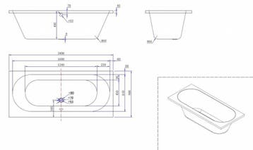 Wiesbaden Portus RD inbouw ligbad 180*80*49 cm wit DUO, Ophalen of Verzenden, Nieuw