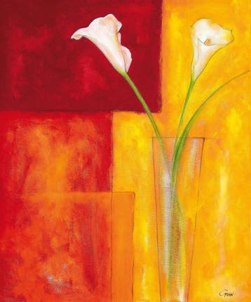 Kunstdruk Günter Gohn - Callas auf warmem Rot 50x60cm, Verzenden, Nieuw