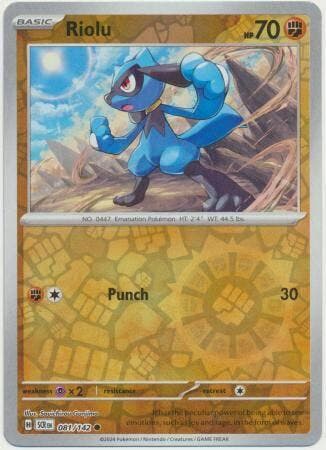 Riolu 081/142 Reverse Holo Stellar Crown, Ophalen of Verzenden, Nieuw, Losse kaart, Foil