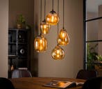 Hanglamp Gold 5L - Dimbaar - Verstelbaar - Amber Glas - 2026, Verzenden, Nieuw, Glas, 75 cm of meer