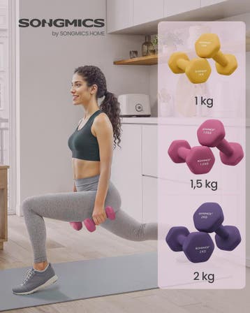 SONGMICS Halterset met Standaard - 6x Halters (1kg, 1.5kg, 2, Verzenden, Nieuw