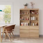 Sedia Home Hoge Boekenkast - Wit, zwart, eiken kast nieuw, Met lade(s), Verzenden, Eikenhout, Nieuw