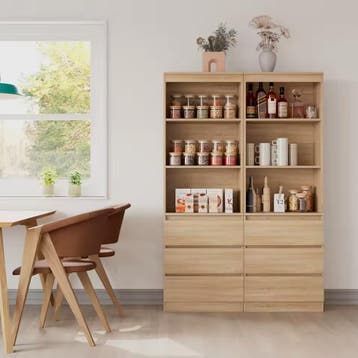 Sedia Home Hoge Boekenkast - Wit, zwart, eiken kast nieuw, Huis en Inrichting, Kasten | Boekenkasten, Met lade(s), Verzenden, Eikenhout