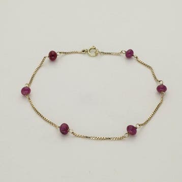 Zonder minimumprijs - Armband - 14 karaat Geel goud - Robijn, Sieraden, Tassen en Uiterlijk, Armbanden, Nieuw
