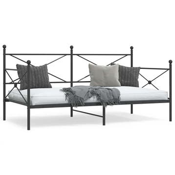 vidaXL Slaapbank zonder matras 100x190 cm staal zwart, Huis en Inrichting, Slaapkamer | Bedden, 100 cm, Eenpersoons, Verzenden