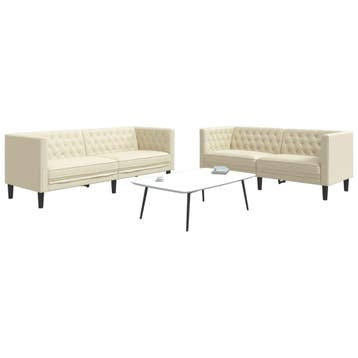 vidaXL 2-delige Loungeset Chesterfield-stijl kunstleer, Verzenden, Nieuw, Vierpersoons of meer, Leer