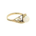 10 karaat ring met parel, Gebruikt, Overige kleuren, Ophalen of Verzenden, 17 tot 18