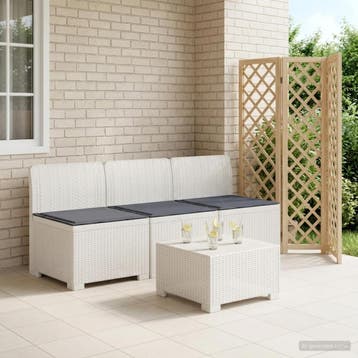 vidaXL 3-zits tuinbank met kussens in rattanlook 3-zits PP, Verzenden, Nieuw