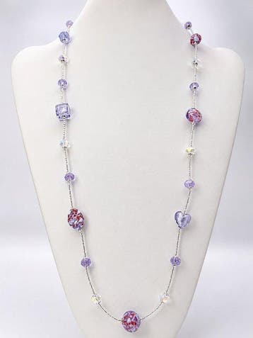 Murano-glas, Zilver - Halsketting - zilver en aventurijn