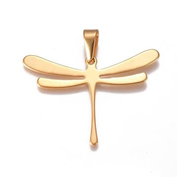 1 x RVS 304 Libelle bedel 32 x 45 x 1mm, Goud kleur, met..., Ophalen of Verzenden, Nieuw, Kraal