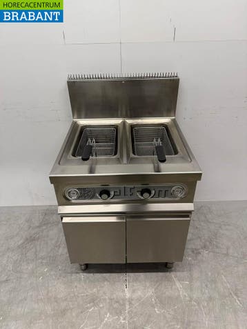 RVS Elframo Dubbele Friteuse 2 x 17 liter GAS Horeca, Ophalen of Verzenden, Gebruikt