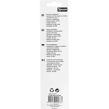 Benson Zaagbladen - 165 mm - Set van 5 - Geschikt voor ju..., Ophalen of Verzenden, Nieuw