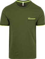 Sun68 Piqué T-Shirt Fluo Stripe Army Groen maat M Heren, Verzenden, Nieuw, Maat 48/50 (M), Sun68