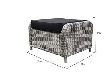 Toscane Bilbao voetenbank 60x74xH47 cm wit grijs, Tuin en Terras, Ophalen of Verzenden, Nieuw, Wicker