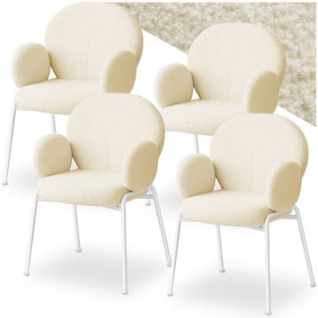 Stoel Scandi gestoffeerd, bouclé stof - crème, Set van 4, Verzenden, Nieuw