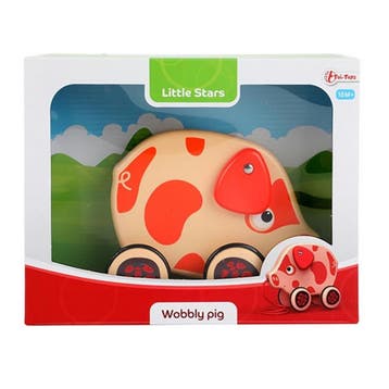 Toi-Toys Peuter trekfiguur - wiebelend varken - oranje -..., Ophalen of Verzenden, Nieuw