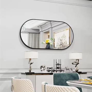 Ovale Wandspiegel met Zwart Metalen Frame voor Badkamer, Verzenden, Nieuw