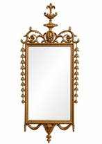 Wandspiegel - Hout, Goud, Glas - Hoogte : 128 cm, Antiek en Kunst