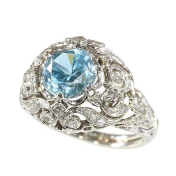 Ring Platina - 3.30ct. tw. Zirkoon - Diamant - Vintage 1950, Nieuw