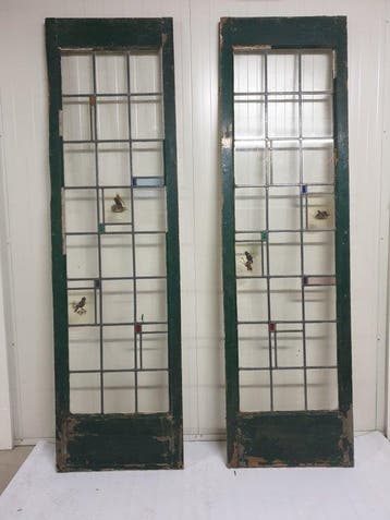 Art Nouveau Glas-in-loodraam (2) - 1910-1920 - Monumentale