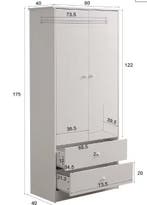 Houten Kledingkast met 2 Lades &amp; Kledingdroogstang, Huis en Inrichting, Kasten | Kledingkasten, Verzenden, Nieuw